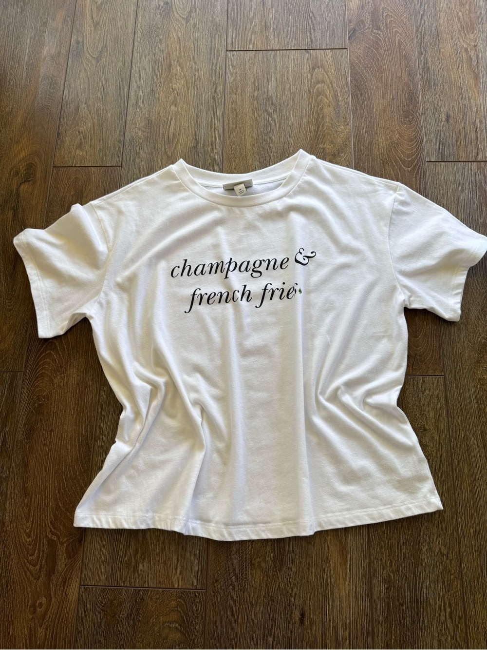kate spade White Crewneck Tee Crop Champagne & French Fries